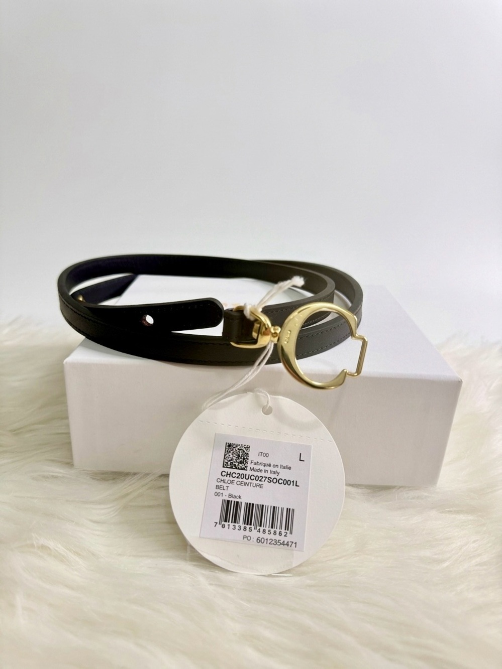 NWT Chloé Slim Black Buckle leather belt